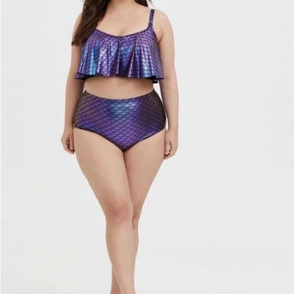 TORRID PURPLE IRIDESCENT MERMAID HIGH WAIST SWIM BOTTOM 4X - Picture 3 of 14